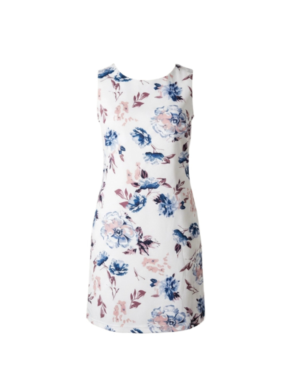 Women's Misfay Floral Mini Dress, Size XL White and Blue - Picture 2 of 6
